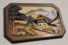 Vintage Black Forest German Wooden Carved Plaque Handmade  handerbeit 