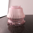 Antique Pink Floral Etch Crystal Glass Replacement Shade Crimp Top 3 5  Fitter