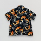 Vintage Koi Fish Hawaiian Shirt Black Mens Tropical Aloha Beach Top