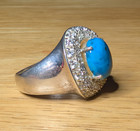 Vintage Sterling Silver Blue Turquoise Ring    Size 10
