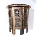 Solid Wood Accent End Table - Hand Carved Vintage Boho Folding Side Table 