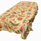 Beautiful Antique 1900 Printed Linen Floral Red Pink Green Vtg Botanical 47 X 83