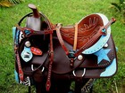 Western Cordura Trail Barrel Pleasure Horse Saddle Bridle Tack Brown 4948