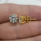 2 50ct Round Cut Lab Created Diamond Stud Earrings Unisex 14k Yellow Gold Plated