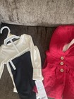 Carter   s Baby Girls 3months 3 Pc Set-bodysuit  Pants   Dress Vest  New With Tags