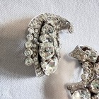 Vintage Coro Pegasus Dress Fur Clip Pair Brooch Rhinestone Rhodium Swirl Duette 