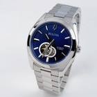 Bulova Surveyor 96a275 Men s Automatic Watch Blue Dial Stainless Steel 42mm