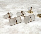 Vtg Italian Sterling Frosted Rock Crystal Cufflinks Tuxedo Stud Set Art Deco St 