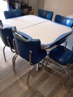 1950 s Chrome Formica Table Dinette Set Seats Six