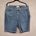 Lane Bryant Denim Bermuda Shorts Womens 14 Blue High Rise Medium Wash Slimming