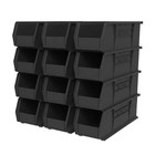 Akro-mils 12 Pack Akrobins Plastic Storage Bins  Space-saving Organizers  Black