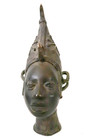 Vintage Benin Bronze Head Queen Mother Iyoba African Art Nigeria Sculpture 10 5 