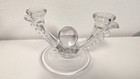 Vtg 30s Duncan Miller Clear Crystal Pressed Glass Candle Holder Center Ball Deco
