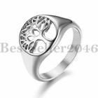 Oxidized Filigree Tree Of Life Men Women Stainless Steel Wedding Ring Size 5-11