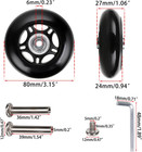 80mm X 24mm Luggage Suitcase Replacement Wheels  Rubber Swivel Caster Wheels Bea