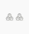 Round Cut Lab Grown Diamond 14k Solid Gold Dainty Trio Bezel Set Stud Earrings