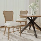 Dining Chairs Set Of 2 - Dark Brown  Vintage Style  Fabric Upholstered