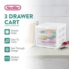 Sterilite Clearview Plastic Small 3 Drawer Desktop Storage Unit  White  6 Pack