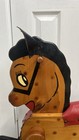 Vintage 25    Solid Wood Rocking Horse     Hand-painted Toy With Red Saddle