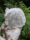 Victorian Ruched Muslin Bonnet W Valenciennes Lace Insertion - Great For Doll