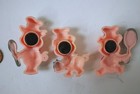 3 Vintage Googly Eyed Pig Chef Fridge Magnets