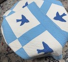 Vintage Primitive Blue Bird Handmade hand Stitched Quilt 86  X 72  Beautiful