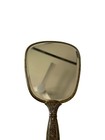 Vintage Handheld Vanity Metal Mirror Gold Tone Handle Ornate Patterned Back