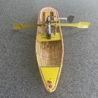 Vintage Clockwork wind Up Tin Plate Rowing Boat By Paya Spain Working 