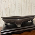 Tokoname Yamaki Rectangular Bagstyle Bonsai Pot Cloud Foot Gray Glaze