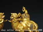 11 8   Chinese Ancient Bronze Gilt Auspicious Beast Incense Burner Censer A Pair