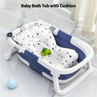 Foldable Baby Bath Tub With Temp Sensor  Cushion   Mat  Newborn Sit Or Lie Use