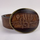 Hot Air Balloon Metal Genuine Leather Belt And Buckle Size 34 Brown Balloons Usa
