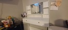 White Vanity Makeup Table Mirror With Led Lighting And 2 Drawers