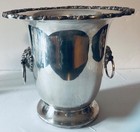 Vintage Silver Plated Champagne Wine Cooler Ice Bucket Lion Head Handles 