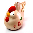 Japanese Clay Bell Dorei Mini Pottery Zodiac Chicken Rooster Lucky Ornament C5