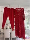 Women   s Red Salwar Kameez Tunic   Pants Set Size Xxl Sequin Chiffon