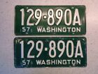 1954-1957 Washington   Passenger   License Plate Pair Yom Ready To Use 