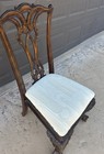 Chippendale Style Carved Wood Upholstered Chair Brown Beige Antique Brass Finish