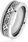 8mm Tungsten Carbide Celtic Knot Dragon Over Black Carbon Wedding Band Ring
