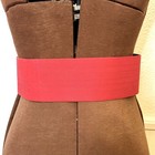 Vtg Chanel Red Fabric Belt With Gold Cc Logo Buckle Plate Size 70 28 Authentic 