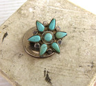 Small Vintage Navajo Sterling Silver   Turquoise Brooch Pin Estate Find  