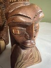 Vintage Hand Carved African Wood Bookends 9  Tribal Bust Man Woman Ghana Art
