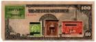 1944 Philippines Occupation Jim 100 Pesos Ww2 P112 Souviner With Postage Stamps