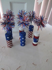 6 Pc- 7  Patriotic Red White   Blue Glitter Firecracker Table Decor -4th Of July