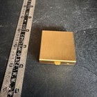 Vintage Gold Tone Square Pill Box Trinket Case White Enamel Interior Minimalist