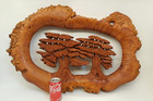Vintage 60s 70s Carved Burl Wood Tree Wall Art Birdseye Maple 33x23  Artisan