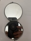 Retro Antique Silver Victorian Fleur Round Mirror Compact