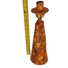Abelardo Ruiz Mexican Folk Art Papier M  ch    Candle Holder  Hand Painted Signed 