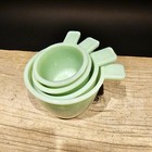 Antique Vintage Style Green Jadeite Glass 4pc Measuring Cup Set