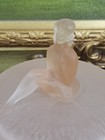 Vtg L e  Smith  jackie  Pink Satin Glass Vanity Powder Box  6   Read Description